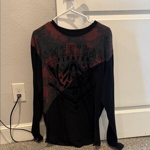 American Fighter Black and Red Graphic Tee